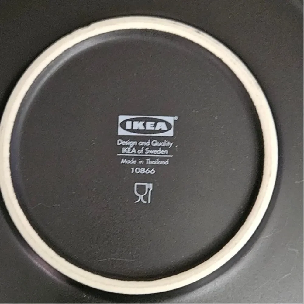 IKEA Black Red Orange Geometric Salad Plates Set of 4 Made in Thailand